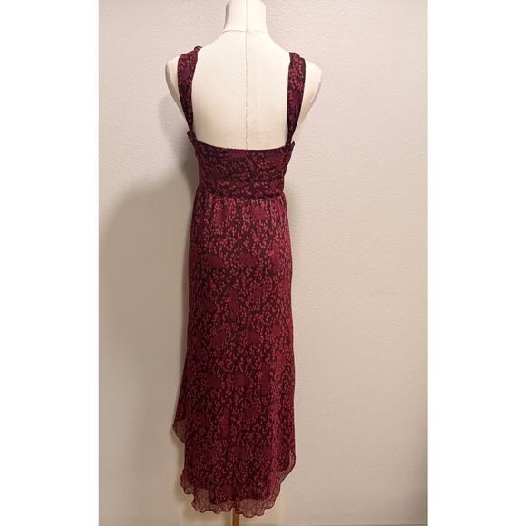 H&M Beaded Maxi Dress Burgundy Floral Sleeveless Evening Elegant Fall Holiday - Picture 2 of 8